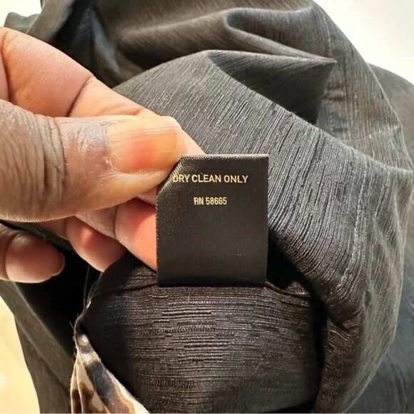 Amber Sun Silk Jacket Black Brown Print Reversible Button Front, Size L - Picture 13 of 15